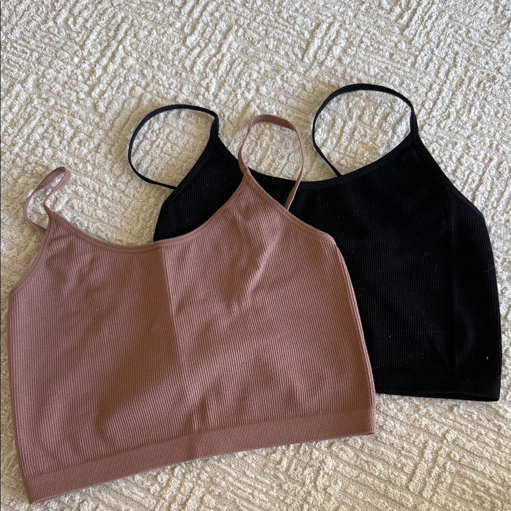 Bozzolo Ribbed Crop Tank Bralette 2 Pack S/M